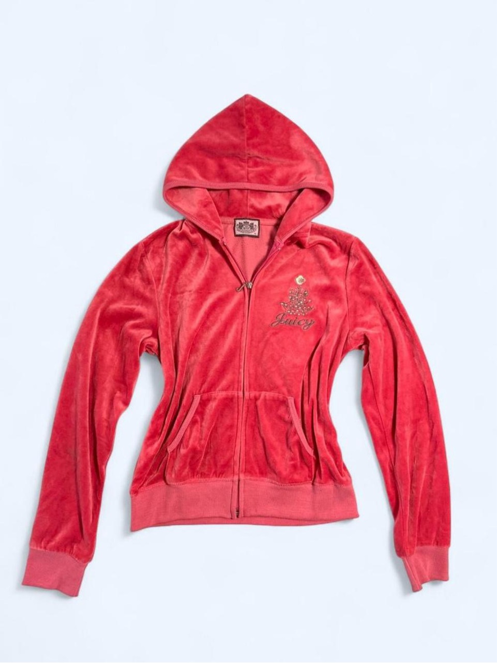 Juicy Couture Coral Pink Velour Zip-Up Hoodie